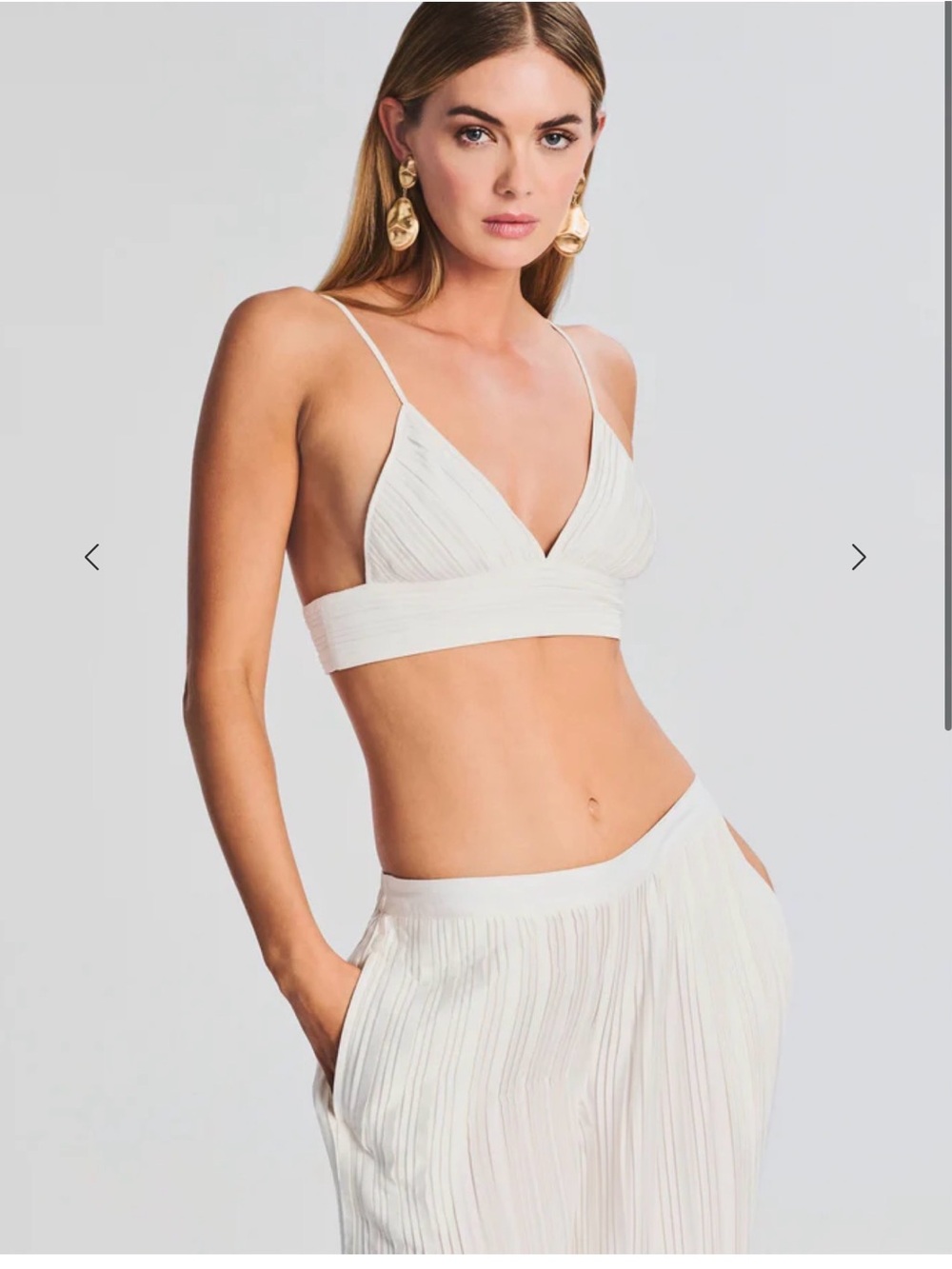 Rococo Sand Bree Bralette White Ribbed Triangle Crop Top NEW NWT XXL XXS
